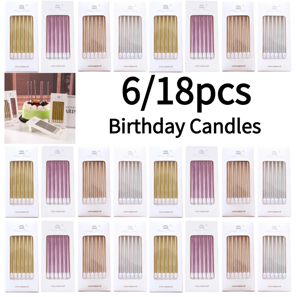 Candle Supply - 6/18 قطعة شموع عيد ميلاد معدنية